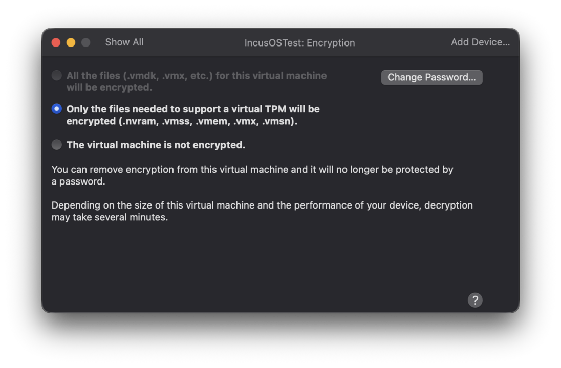 Encrypt the virtual machine