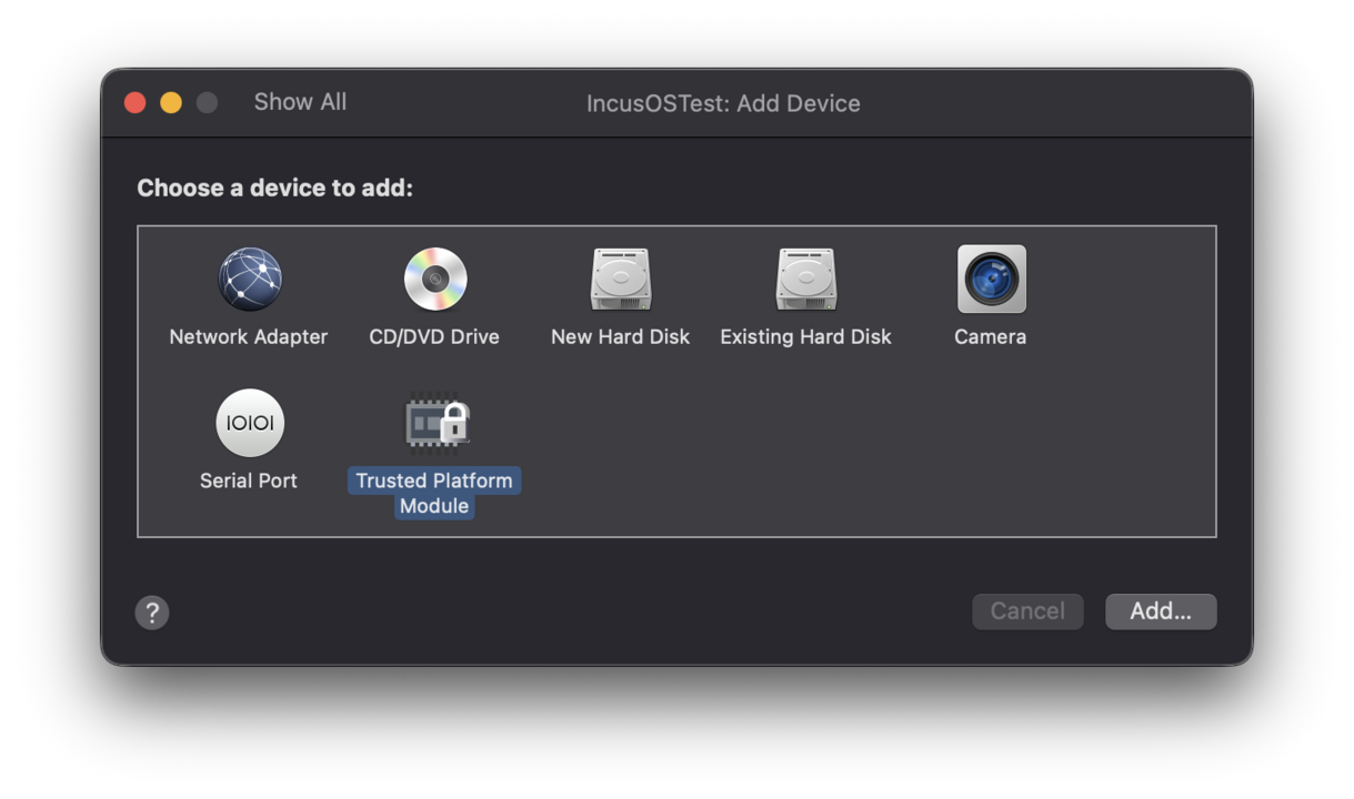 Add TPM device