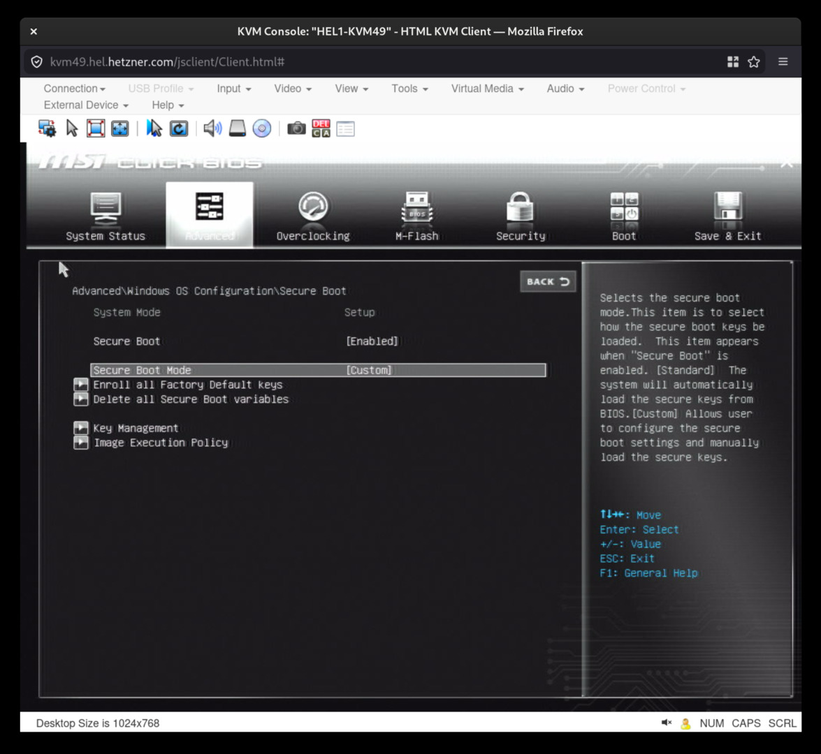 Secure Boot settings