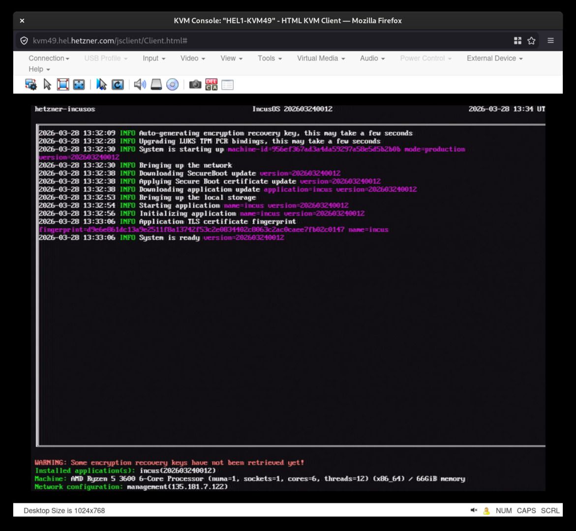 Server running IncusOS