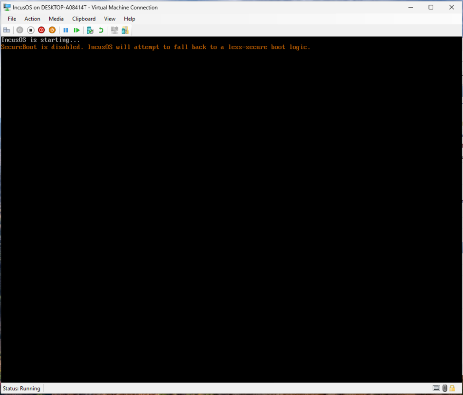Hyper-V VM boot warning