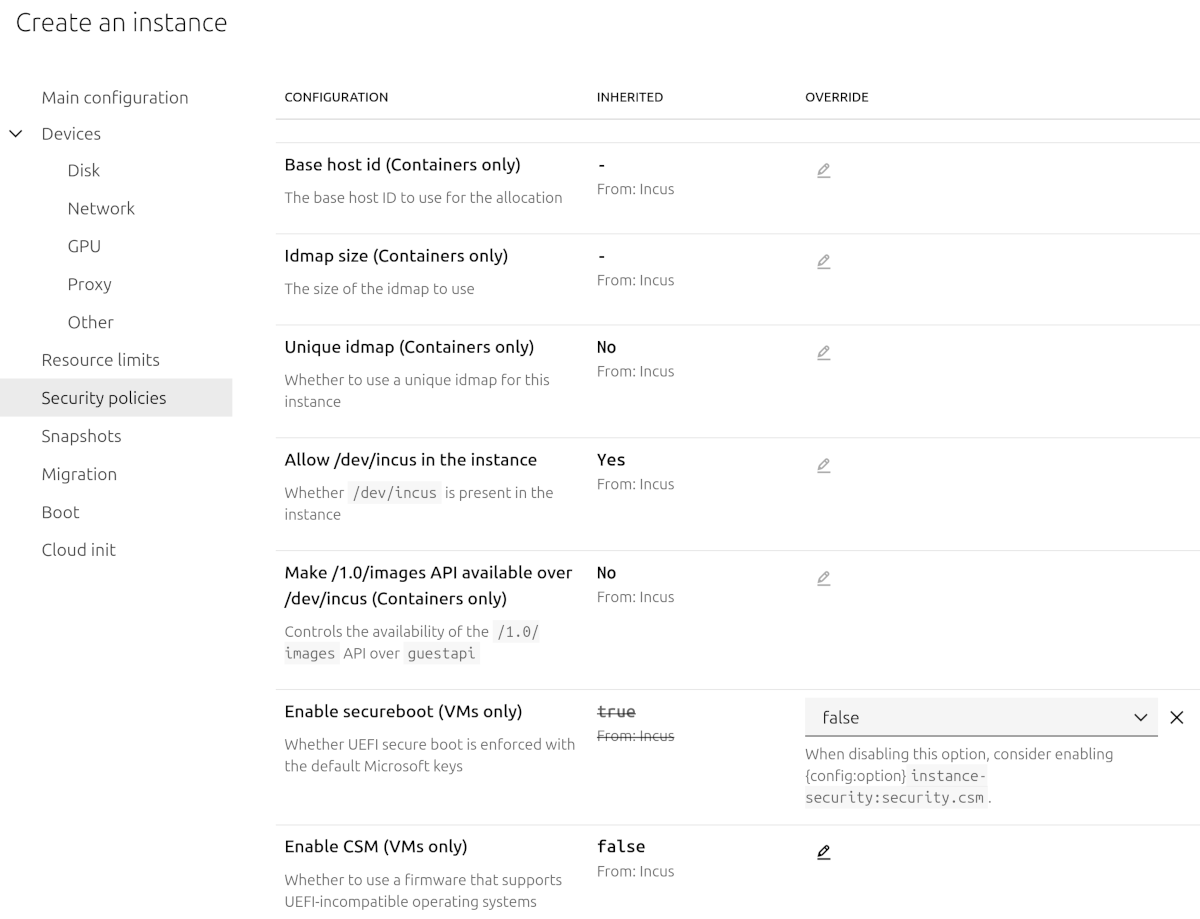 Incus VM configuring Secure Boot