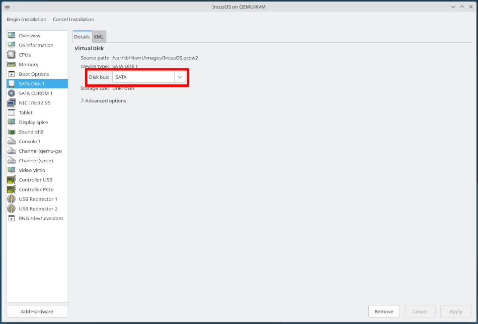libvirt VM configuring virtual disk