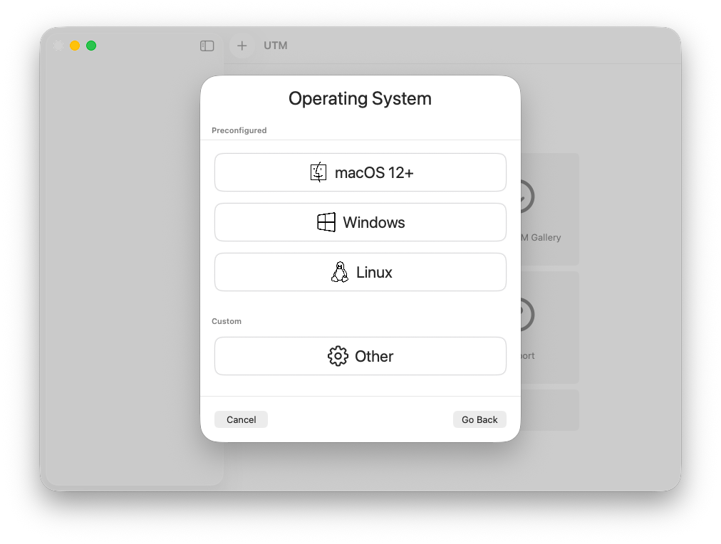 UTM - Operating System
