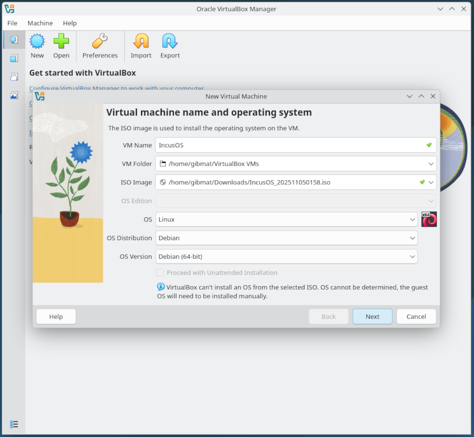 VirtualBox VM configuring ISO
