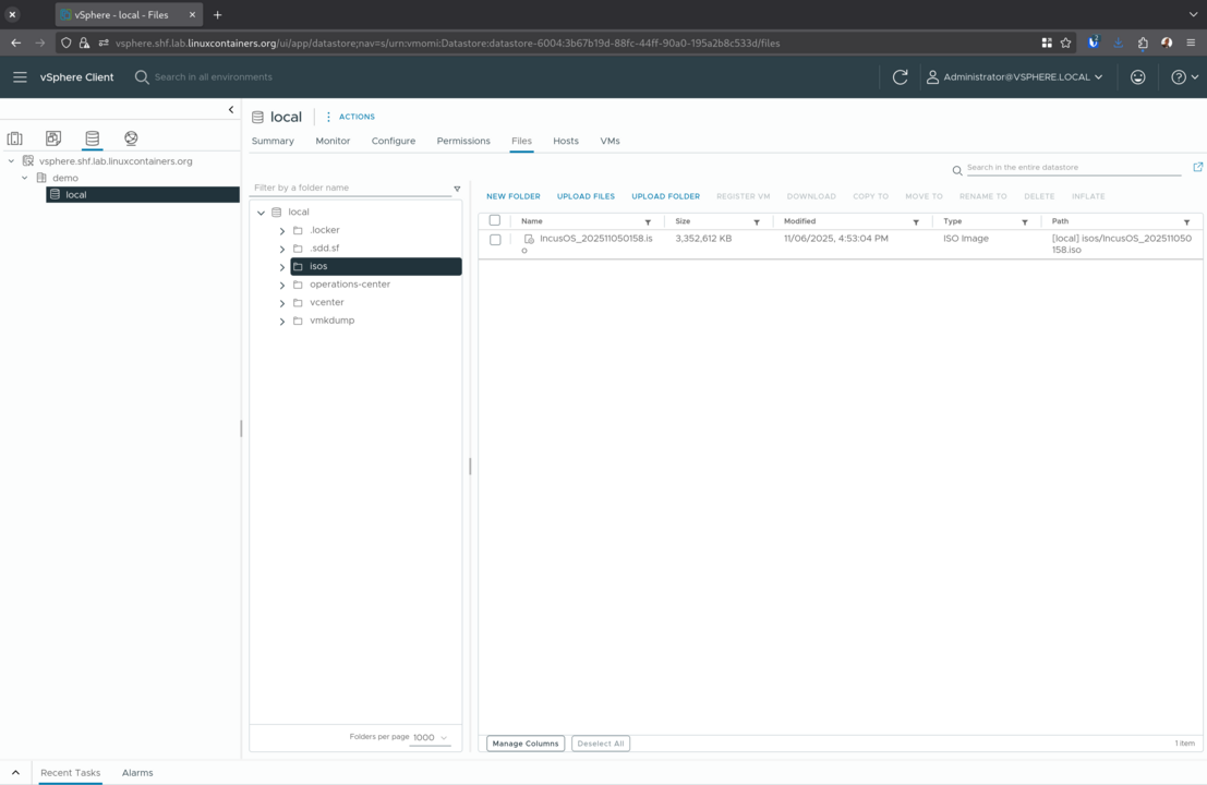 ISO upload in VMware datastore
